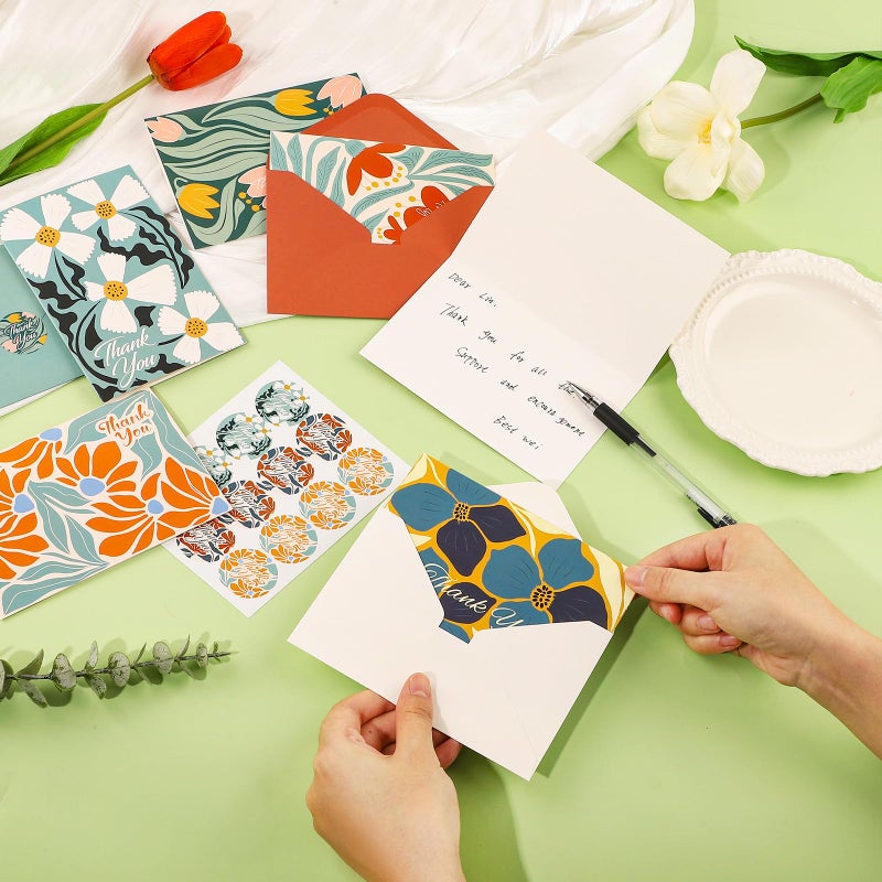 Thboxes 24 Pack Thank You Cards with Envelopes, 4x6 Inch Thank You Cards Bulk with Envelopes & Stickers, Greeting Card for Birthday, Wedding, Baby Shower, Graduation, Thanksgiving, Christmas, New Year - Image 5